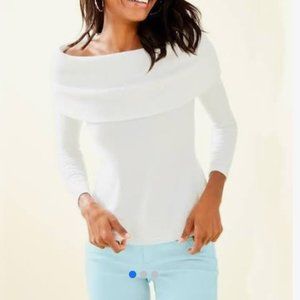 Lilly Pulitzer Christin Off-The-Shoulder Sweater (Size M) (Resort White)